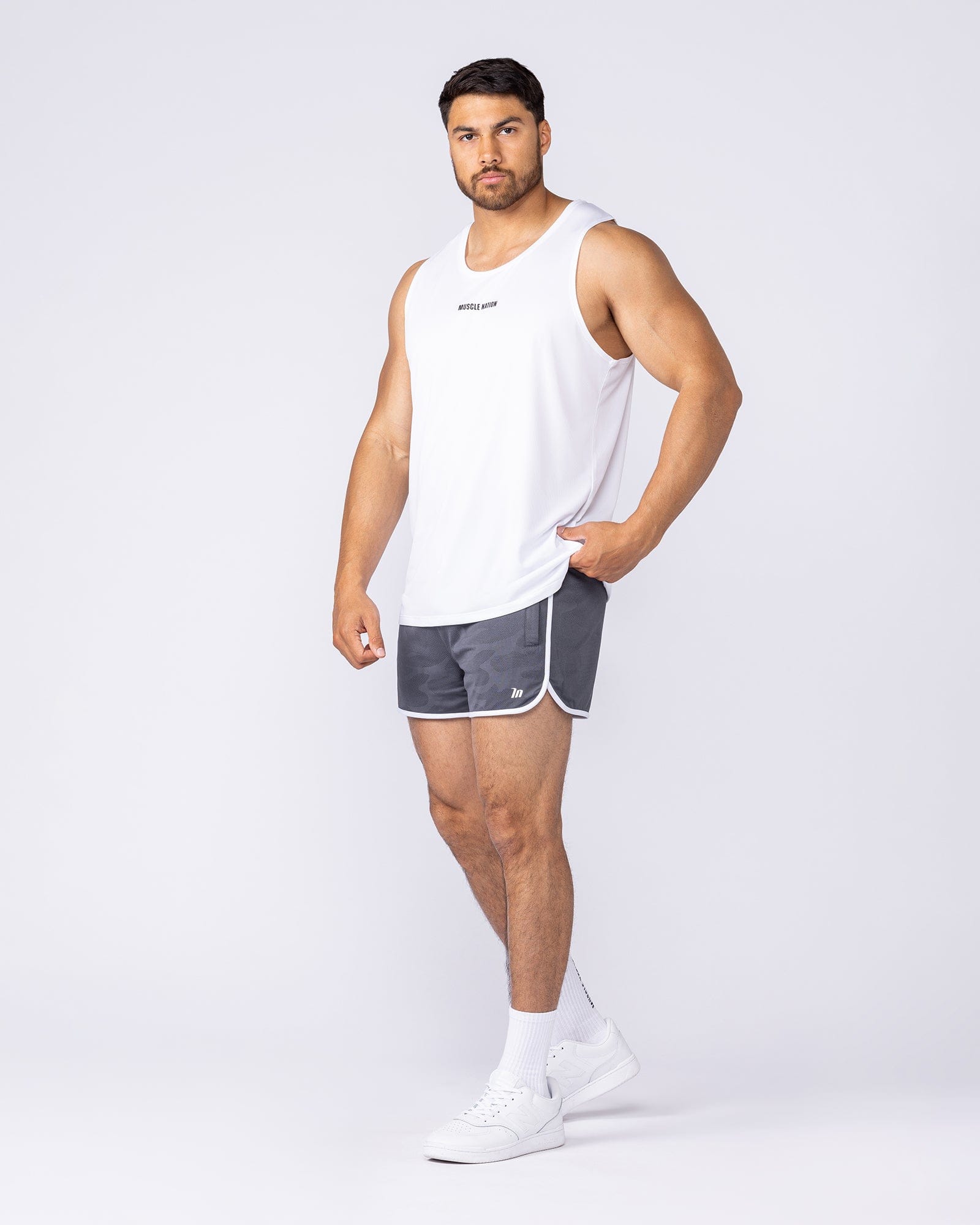 Muscle Nation Shorts Tech Camo Retro Shorts - Dark Grey Camo
