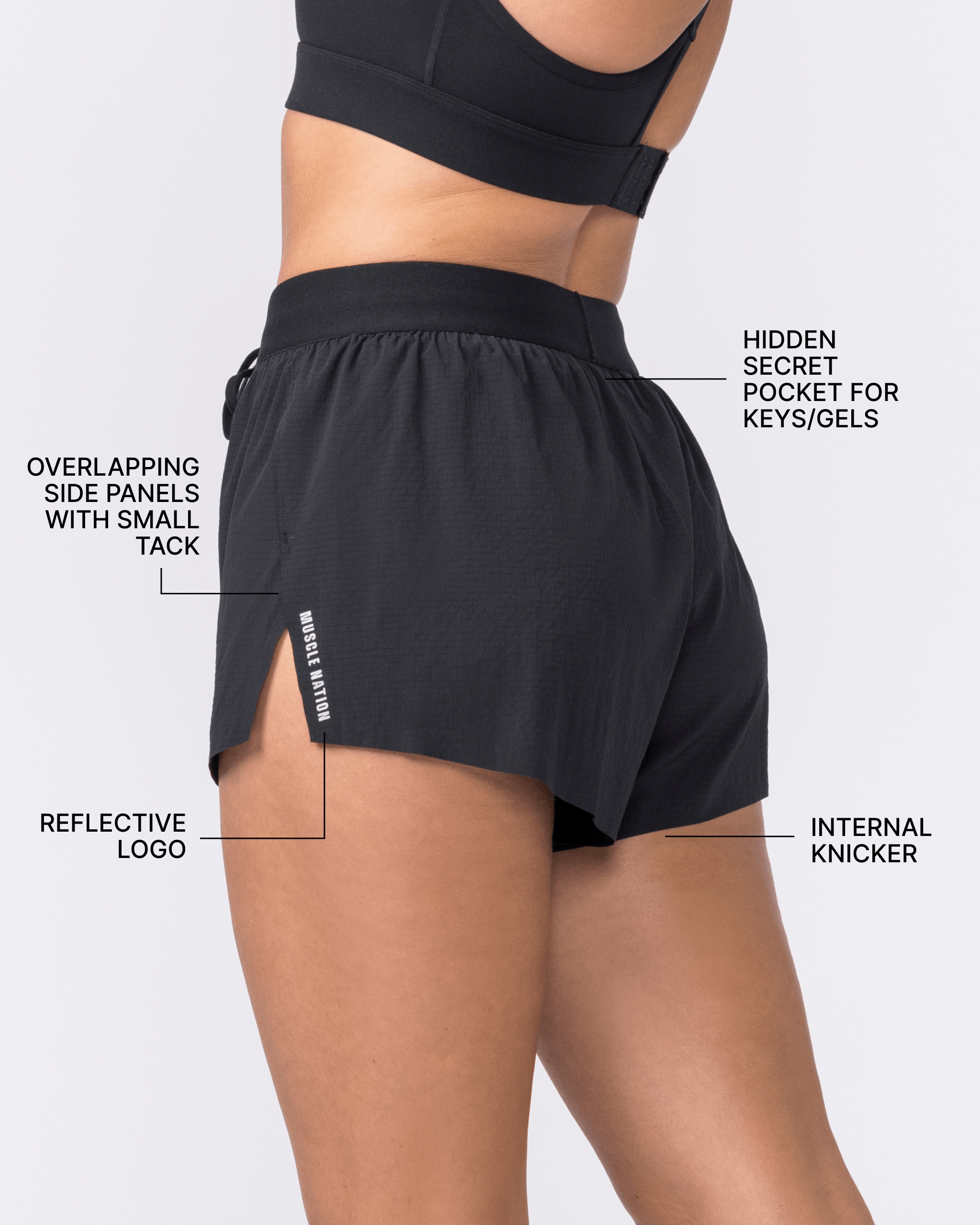 Muscle Nation Shorts Tempo 3" Run Shorts - Black