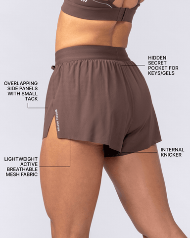 Muscle Nation Shorts Tempo 3" Run Shorts - Chestnut