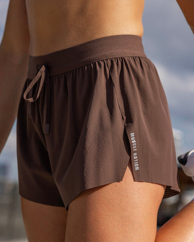 Muscle Nation Shorts Tempo 3" Run Shorts - Chestnut