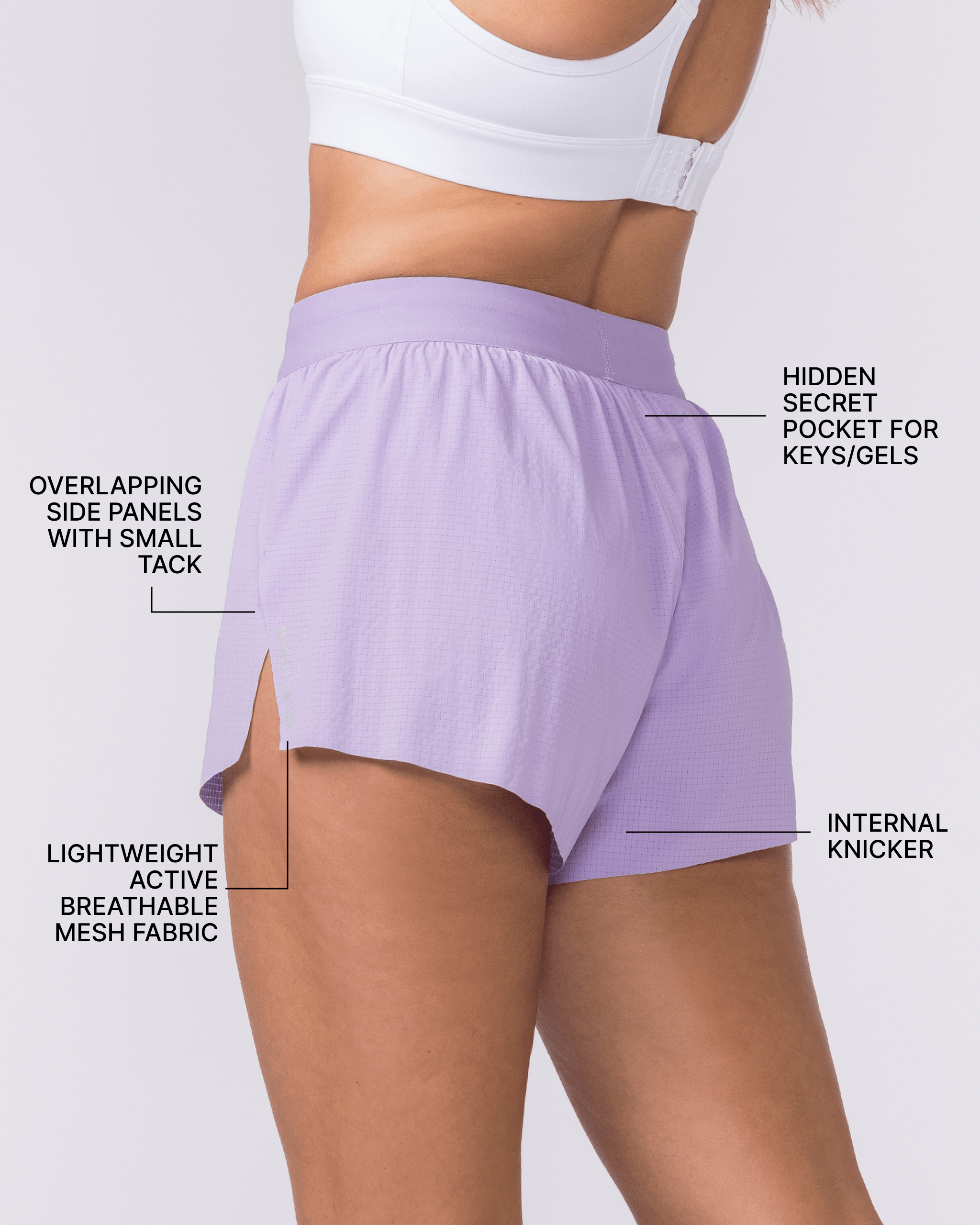 Muscle Nation Shorts Tempo 3" Run Shorts - Lavender