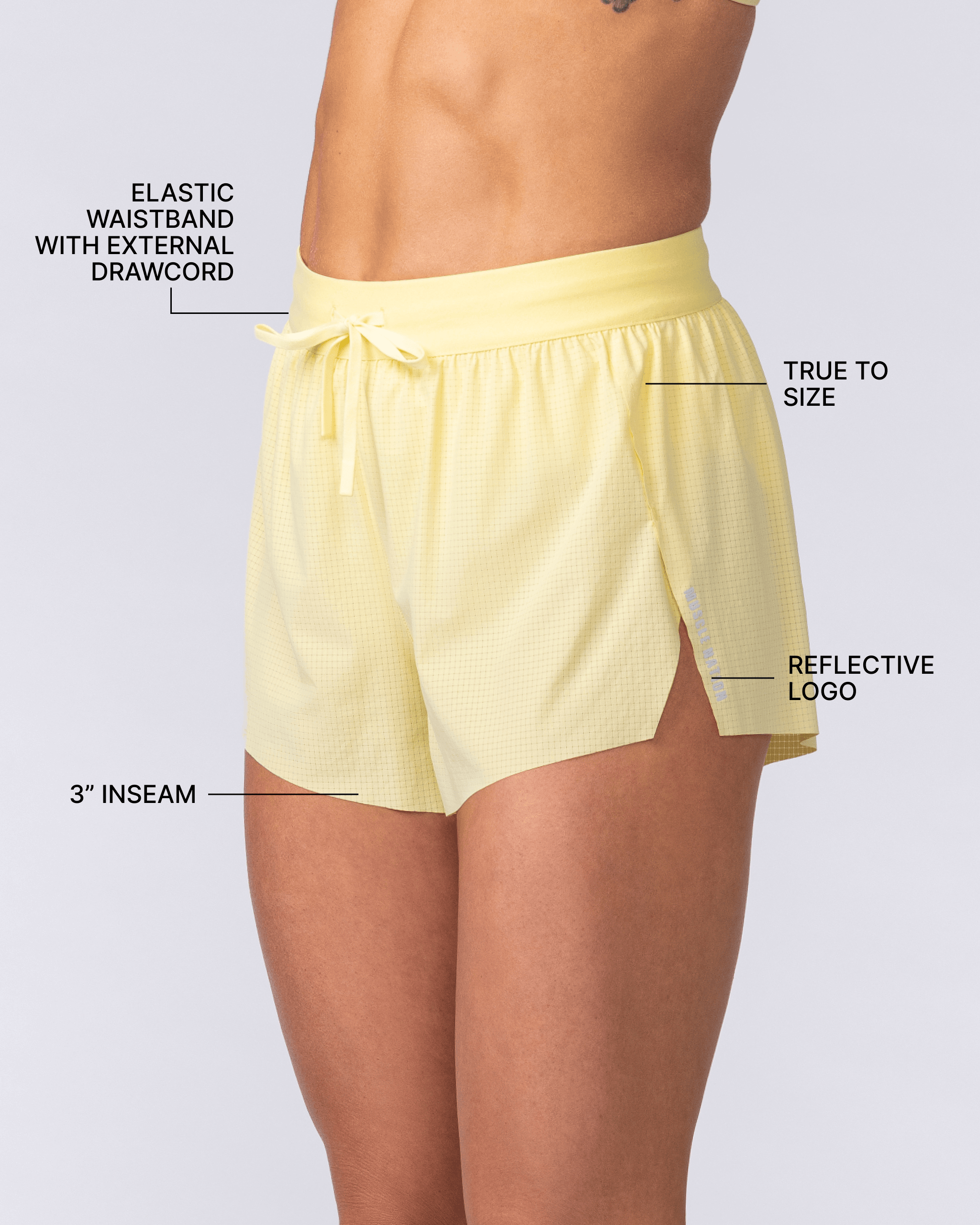 Muscle Nation Shorts Tempo 3" Run Shorts - Zesty Lemon