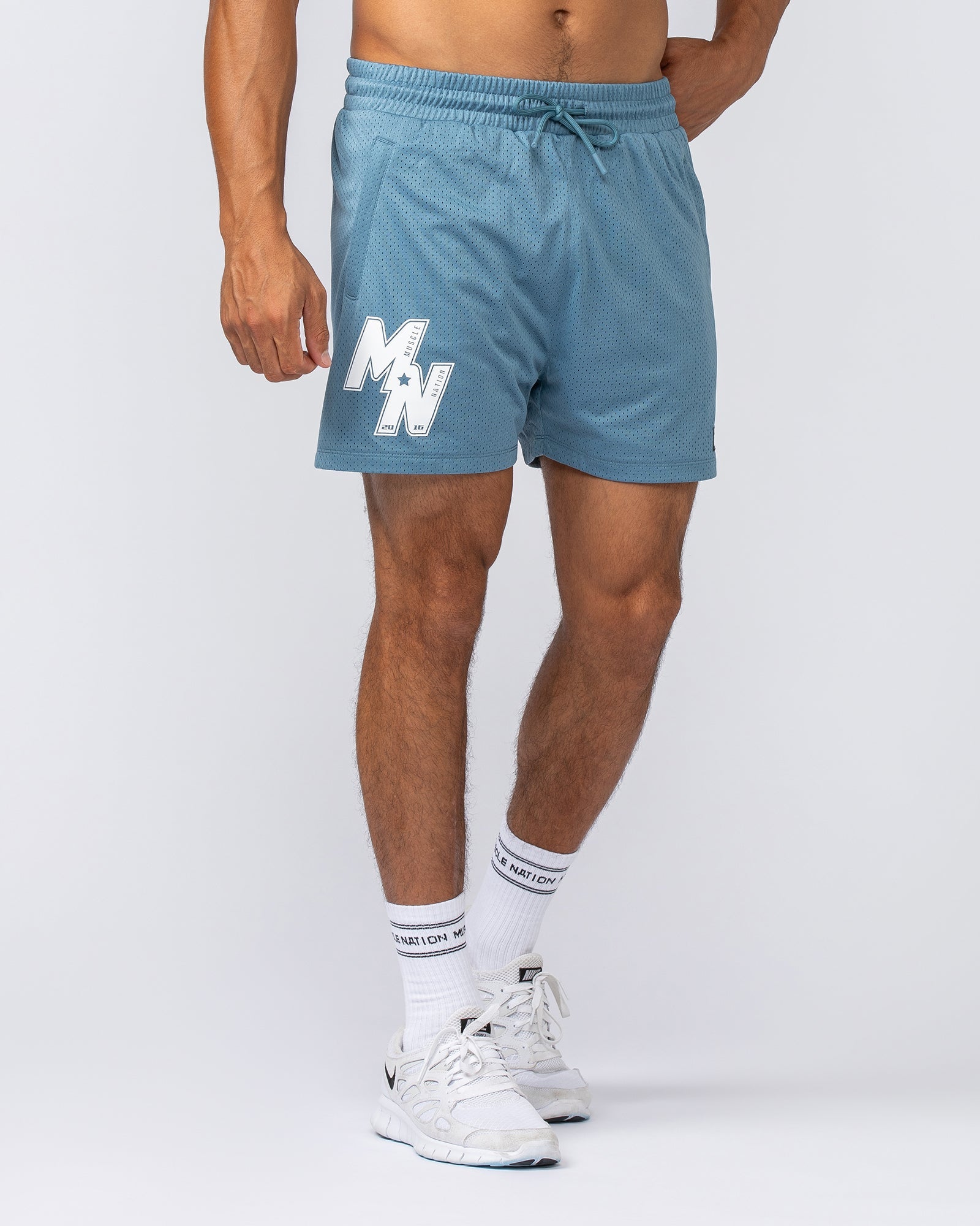 Muscle Nation Shorts Throwback Lay Up 3.5" Shorts - Pale Thunder