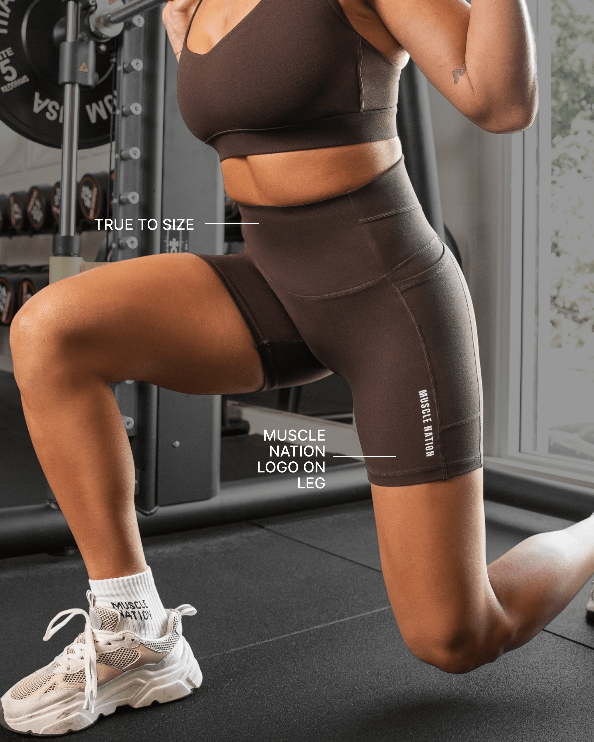 Muscle Nation Shorts Unrivalled Everyday Pocket Bike Shorts - Cocoa