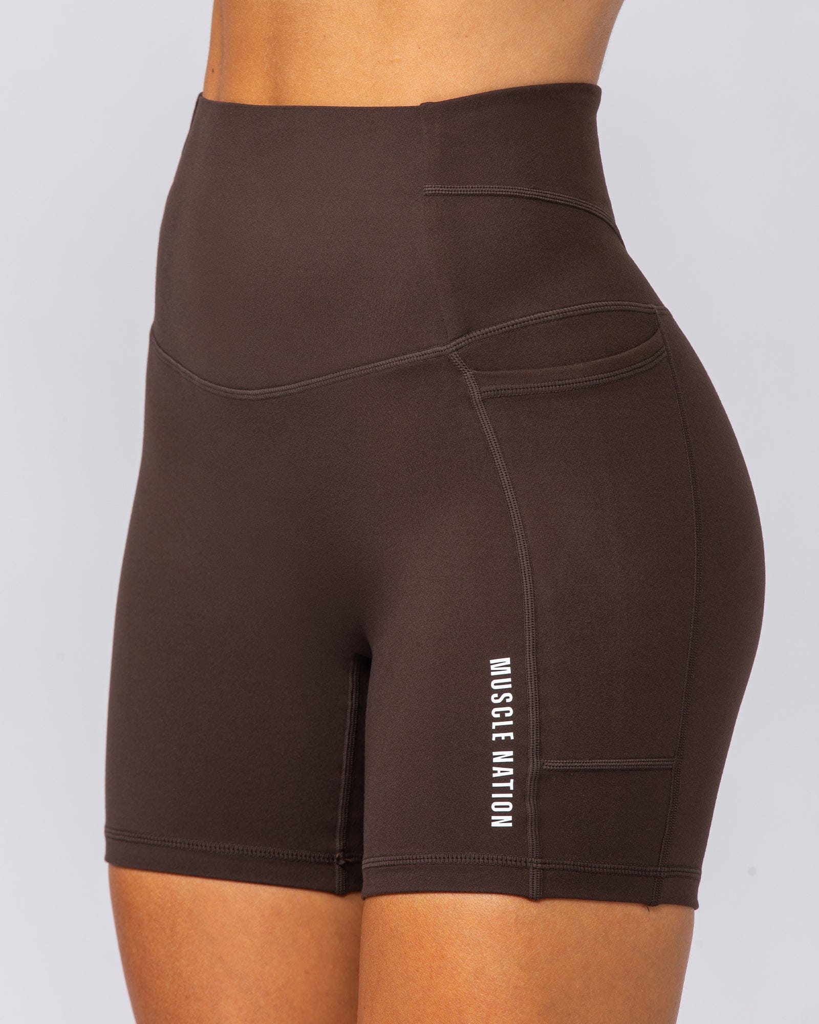 Muscle Nation Shorts Unrivalled Everyday Pocket Bike Shorts - Cocoa