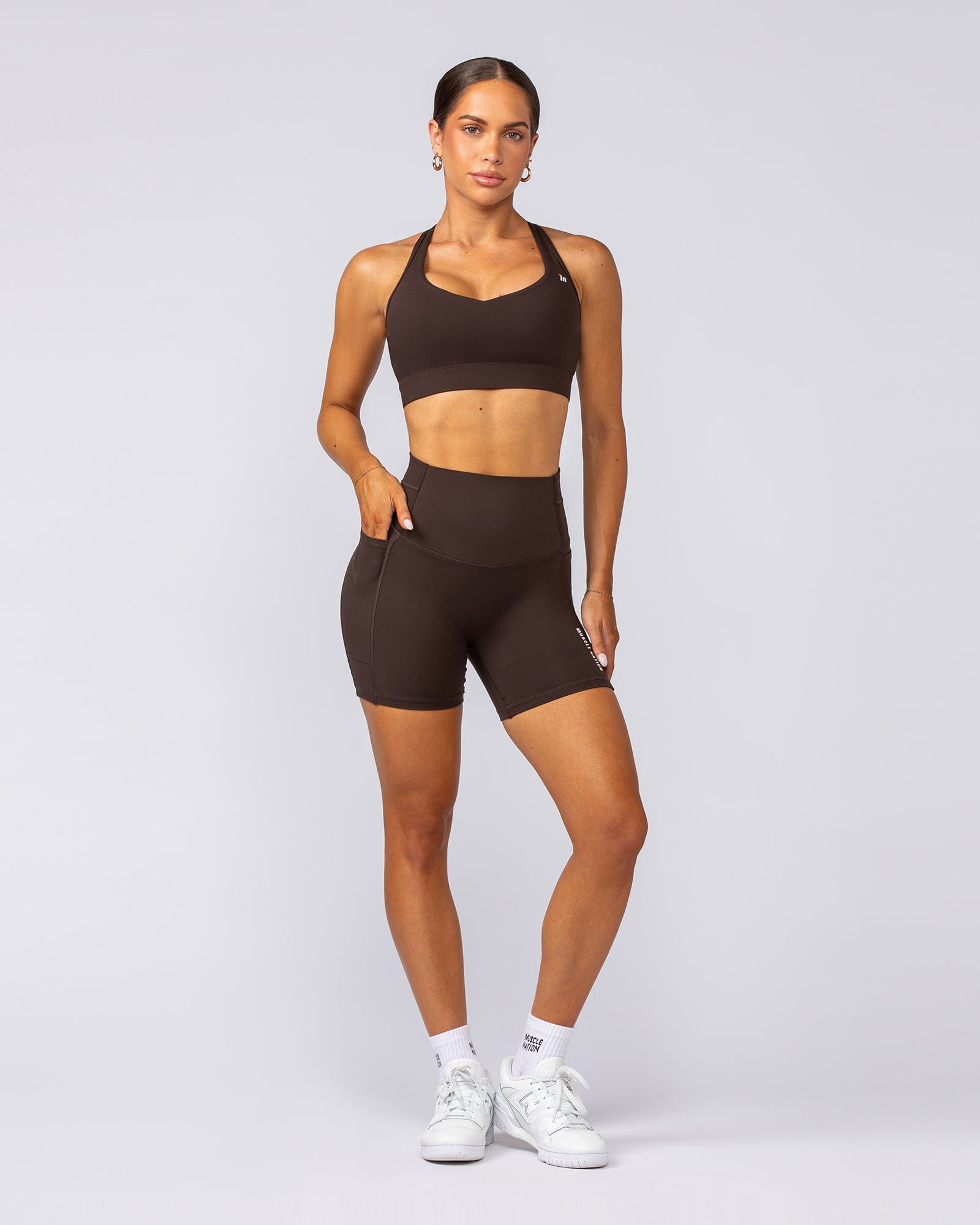 Muscle Nation Shorts Unrivalled Everyday Pocket Bike Shorts - Cocoa
