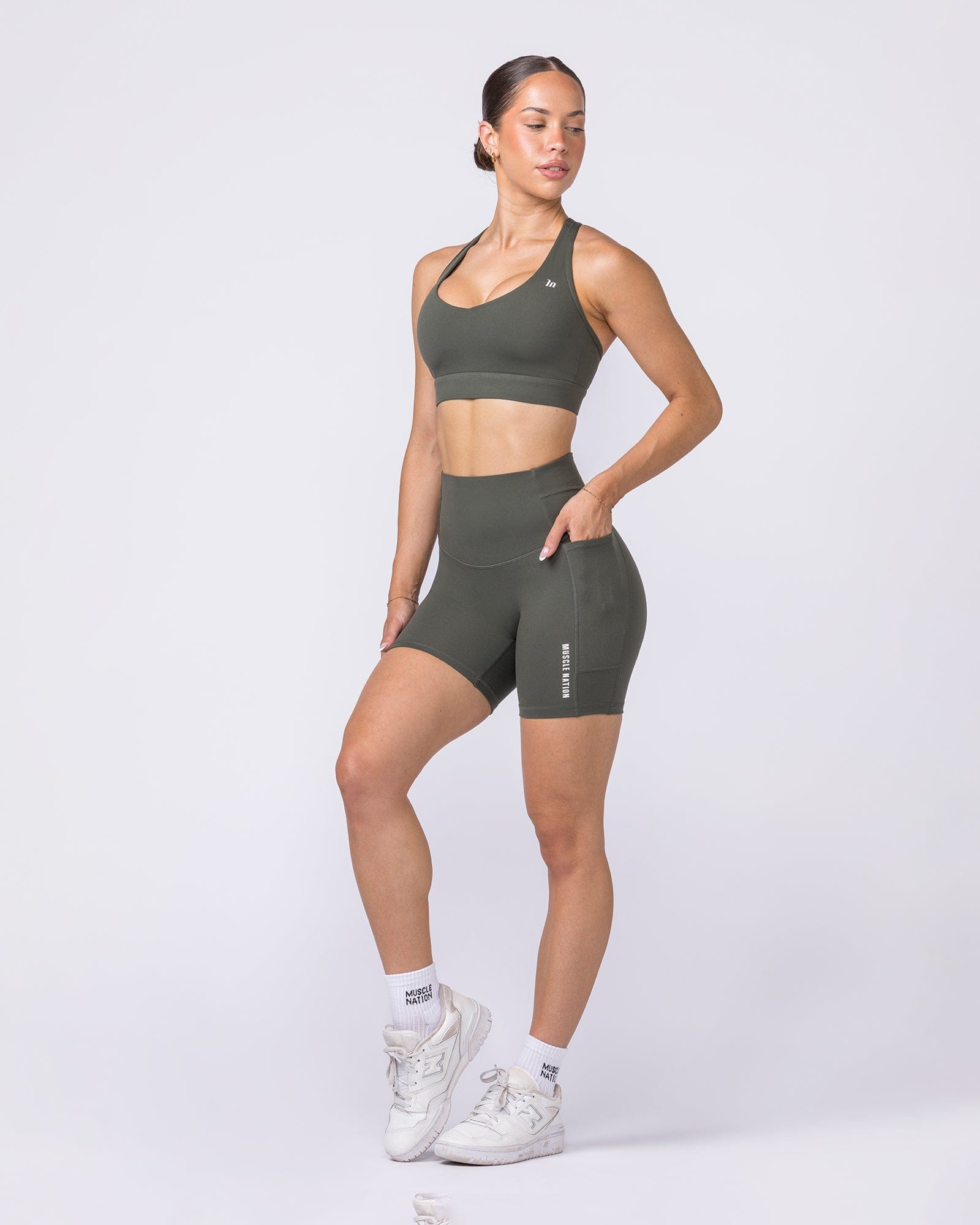 Muscle Nation Shorts Unrivalled Everyday Pocket Bike Shorts - Eucalyptus