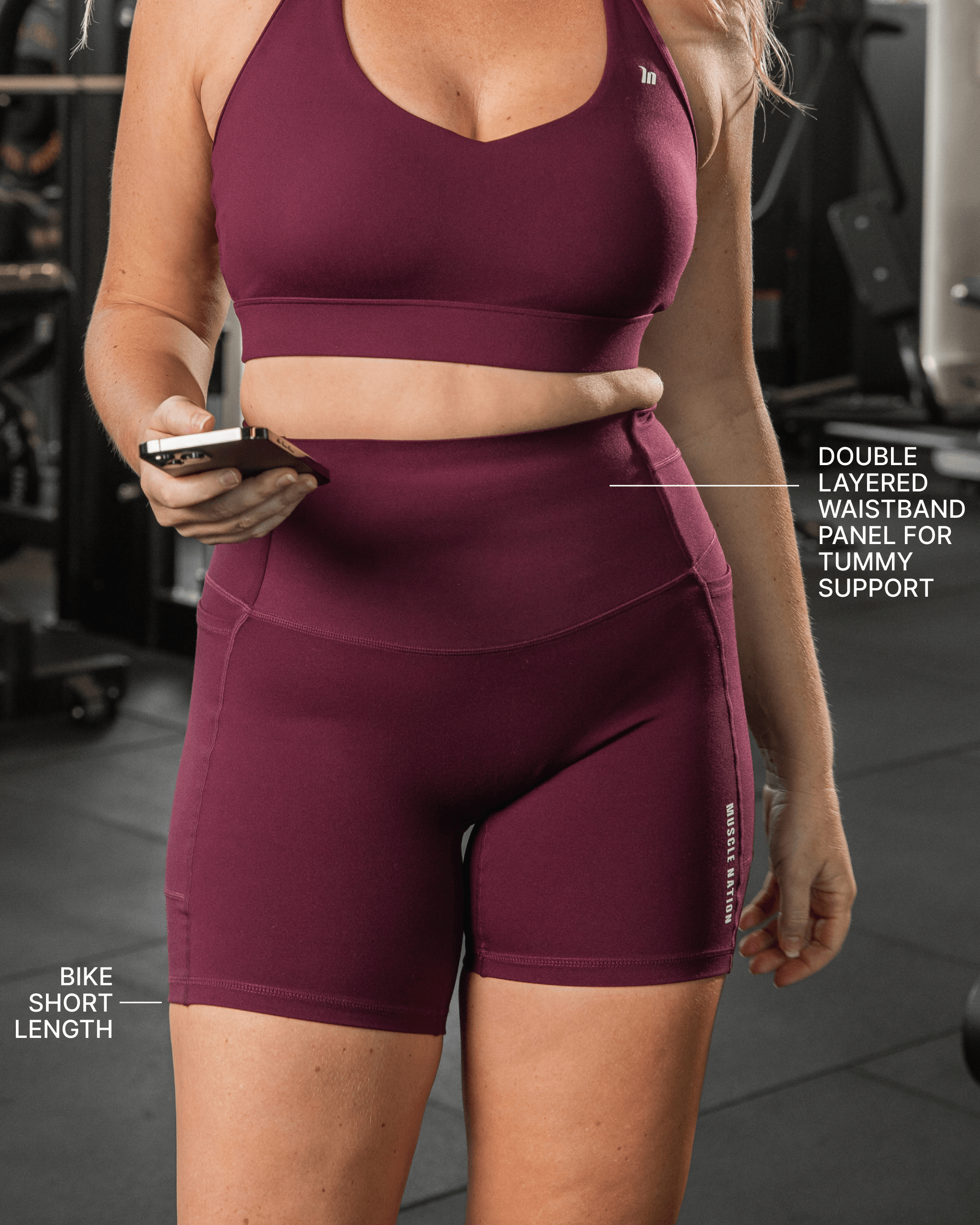 Muscle Nation Shorts Unrivalled Everyday Pocket Bike Shorts - Sangria