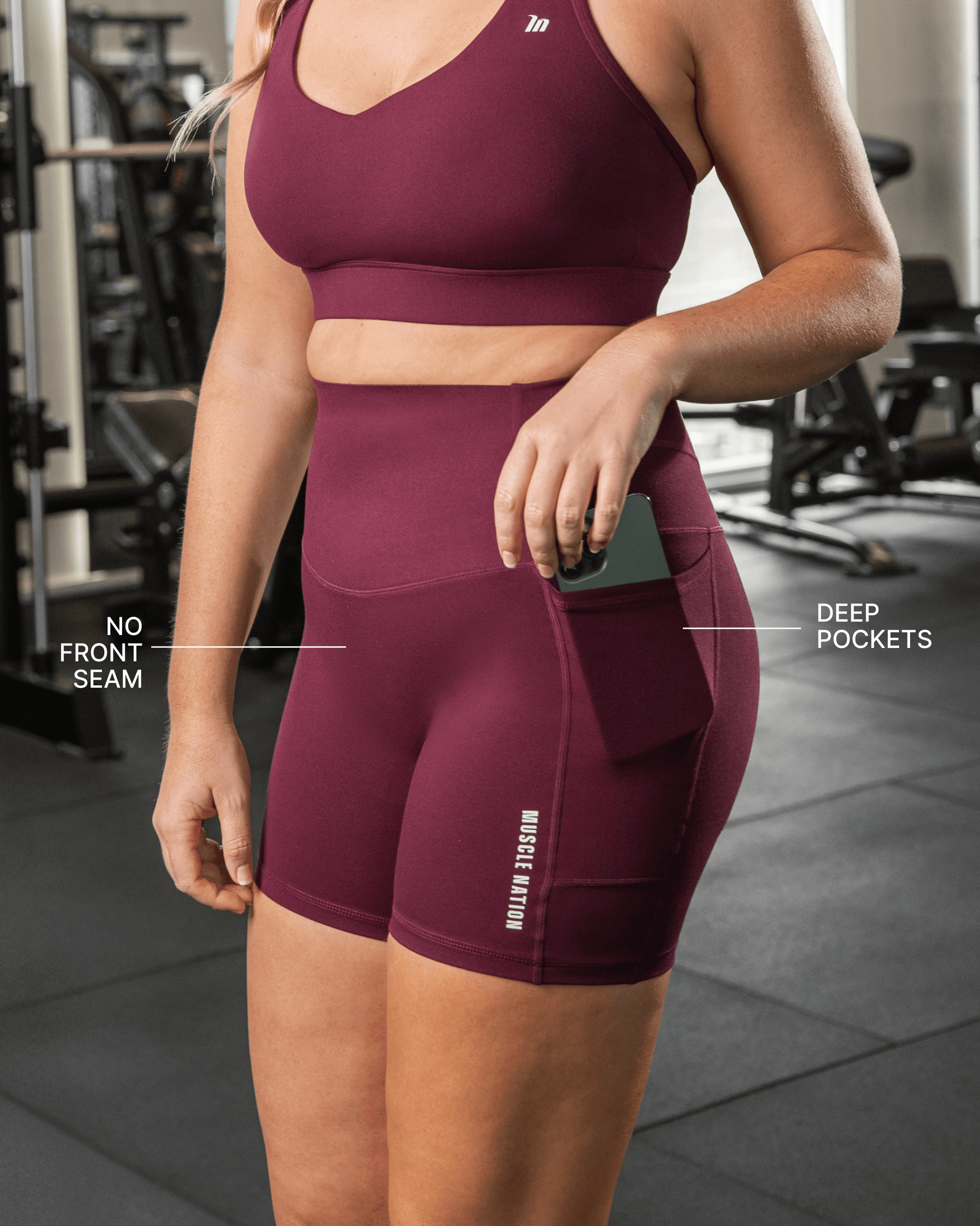 Muscle Nation Shorts Unrivalled Everyday Pocket Bike Shorts - Sangria