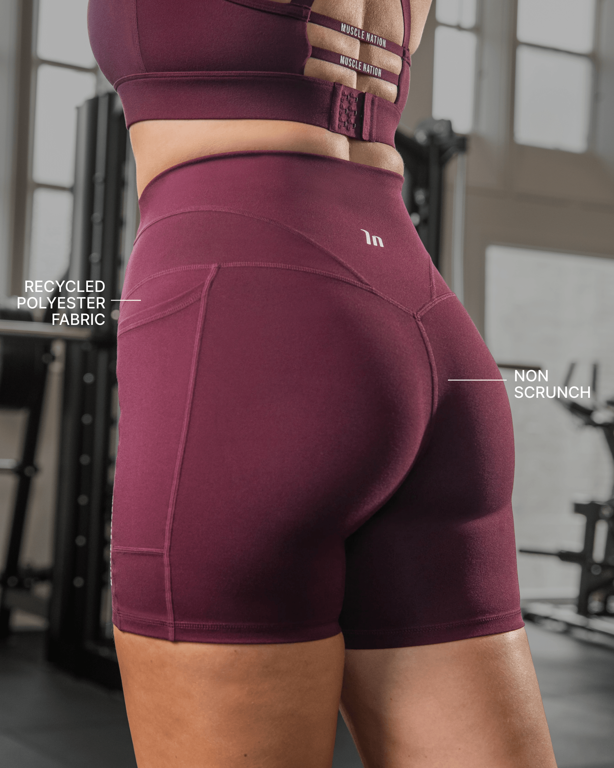 Muscle Nation Shorts Unrivalled Everyday Pocket Bike Shorts - Sangria