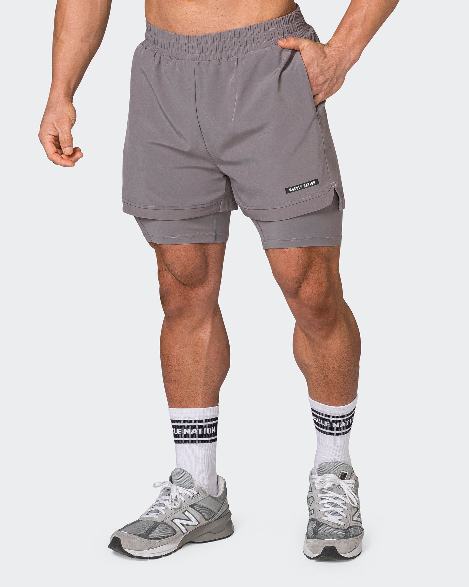 Muscle Nation Shorts Vigour Training Shorts - Pearl Grey