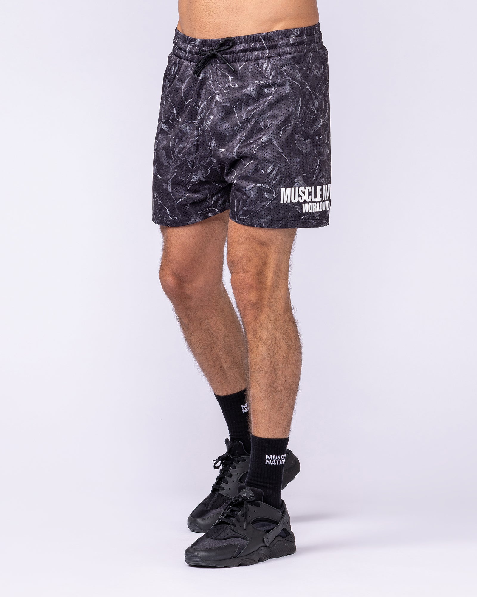Muscle Nation Shorts Worldwide Lay Up 3.5" Shorts - Tree Camo Monochrome