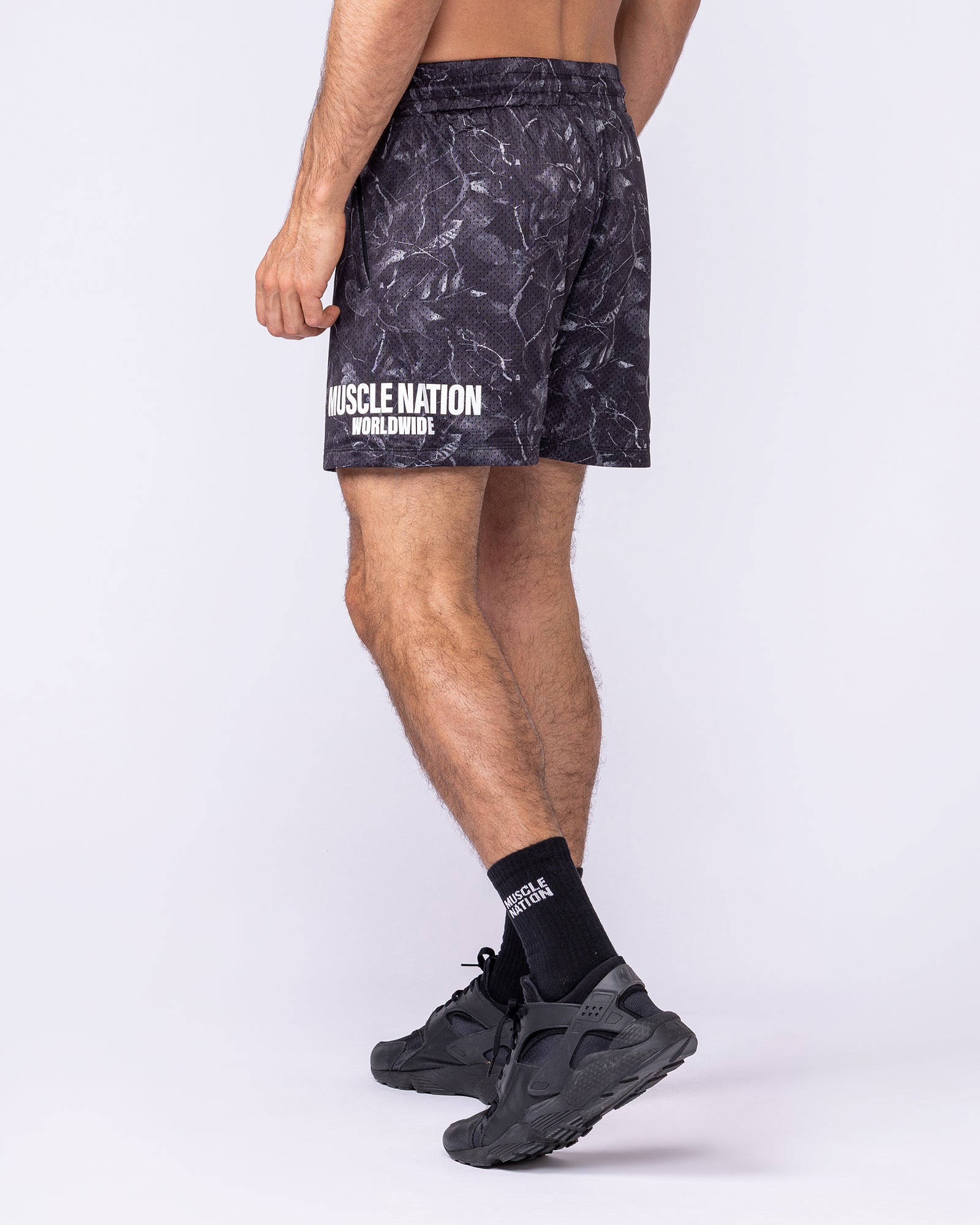 Muscle Nation Shorts Worldwide Lay Up 3.5" Shorts - Tree Camo Monochrome