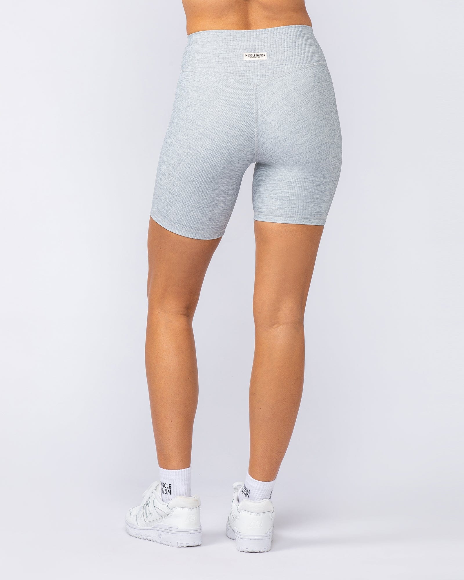 Muscle Nation Shorts Zero Rise Rib Bike Shorts - Grey Marl