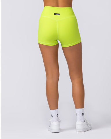 Muscle Nation Shorts Zero Rise Rib Booty Shorts - Cyber Lime