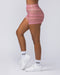 Muscle Nation Shorts Zero Rise Rib Booty Shorts - Sunset Coral Stripe Print