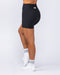 Muscle Nation Shorts Zero Rise Rib Midway Shorts - Black (Silicone Logo)