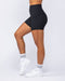 Muscle Nation Shorts Zero Rise Rib Midway Shorts - Black (Silicone Logo)