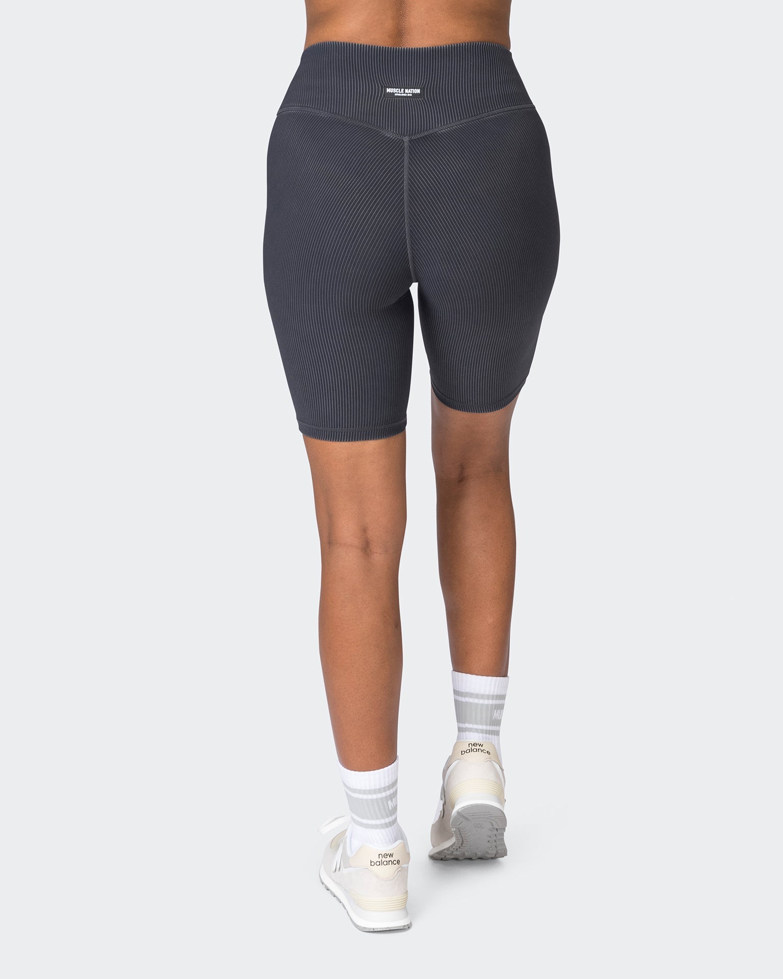 Muscle Nation Shorts Zero Rise Vintage Rib Referee Length Shorts - Washed Black