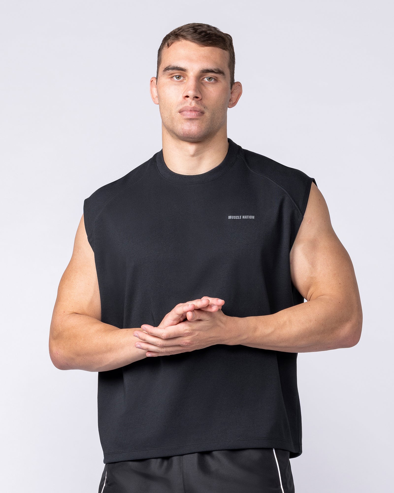 Muscle Nation Singlets & Tanks Daily Raglan Boxy Muscle Tank - Black