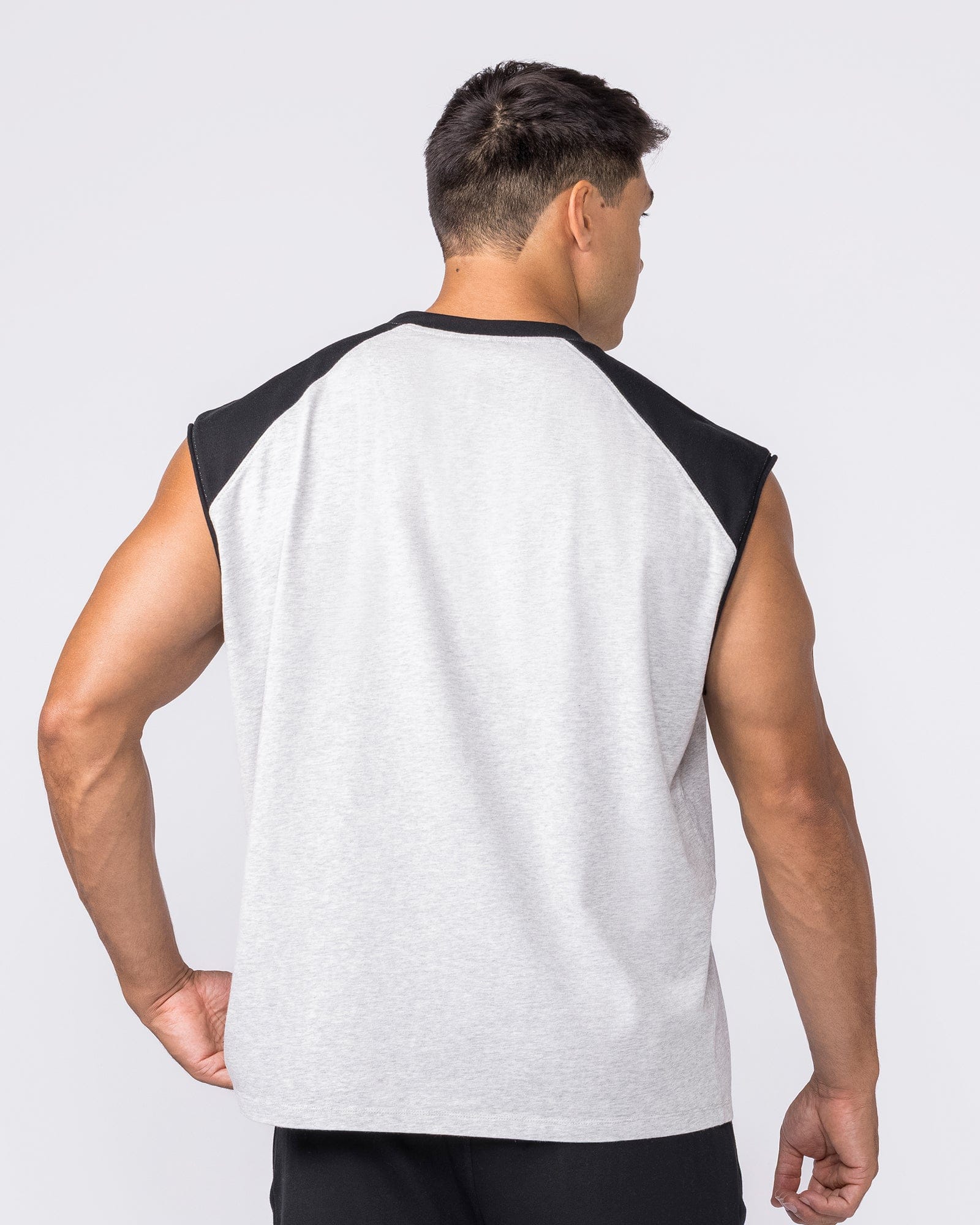 Muscle Nation Singlets & Tanks Essential Raglan Boxy Muscle Tank - Grey Marl / Black