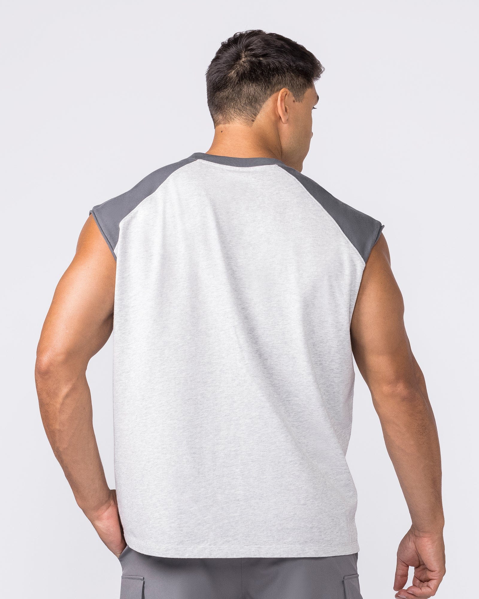 Muscle Nation Singlets & Tanks Essential Raglan Boxy Muscle Tank - Grey Marl / Tornado