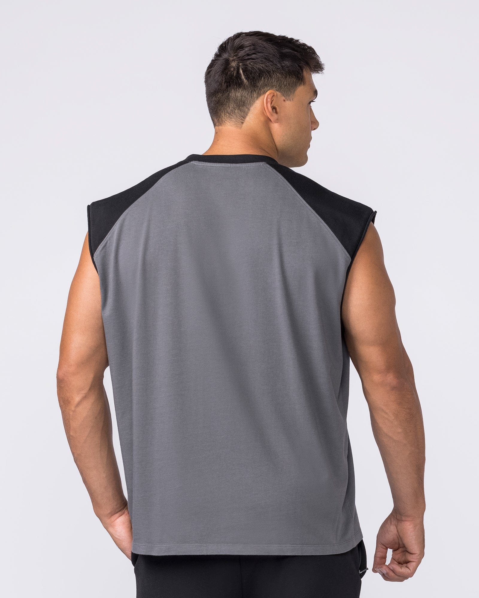 Muscle Nation Singlets & Tanks Essential Raglan Boxy Muscle Tank - Tornado / Black