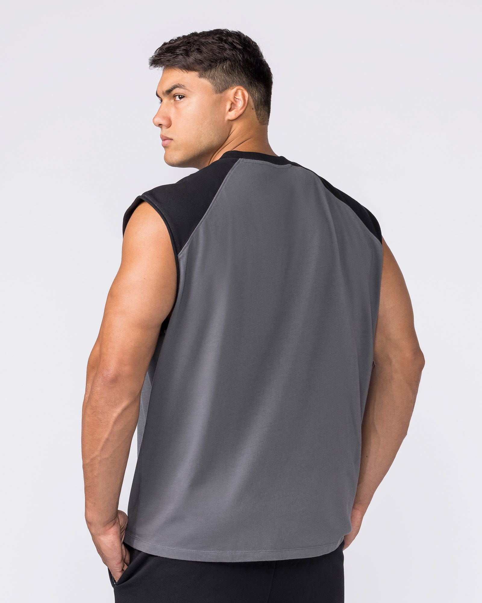 Muscle Nation Singlets & Tanks Essential Raglan Boxy Muscle Tank - Tornado / Black