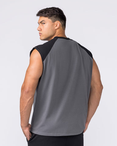 Muscle Nation Singlets & Tanks Essential Raglan Boxy Muscle Tank - Tornado / Black