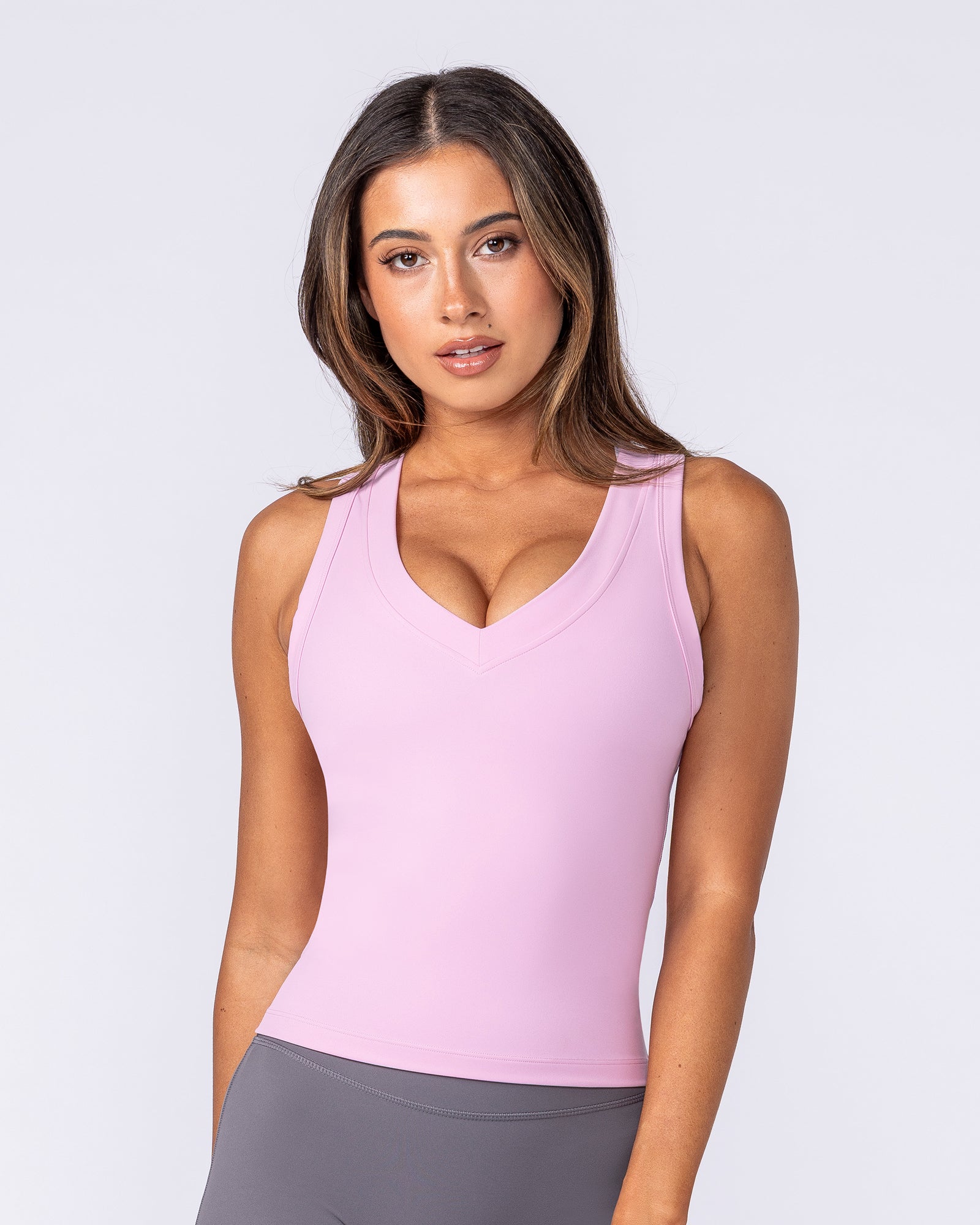 Muscle Nation Singlets & Tanks Form Deep V Tank - Vintage Pink