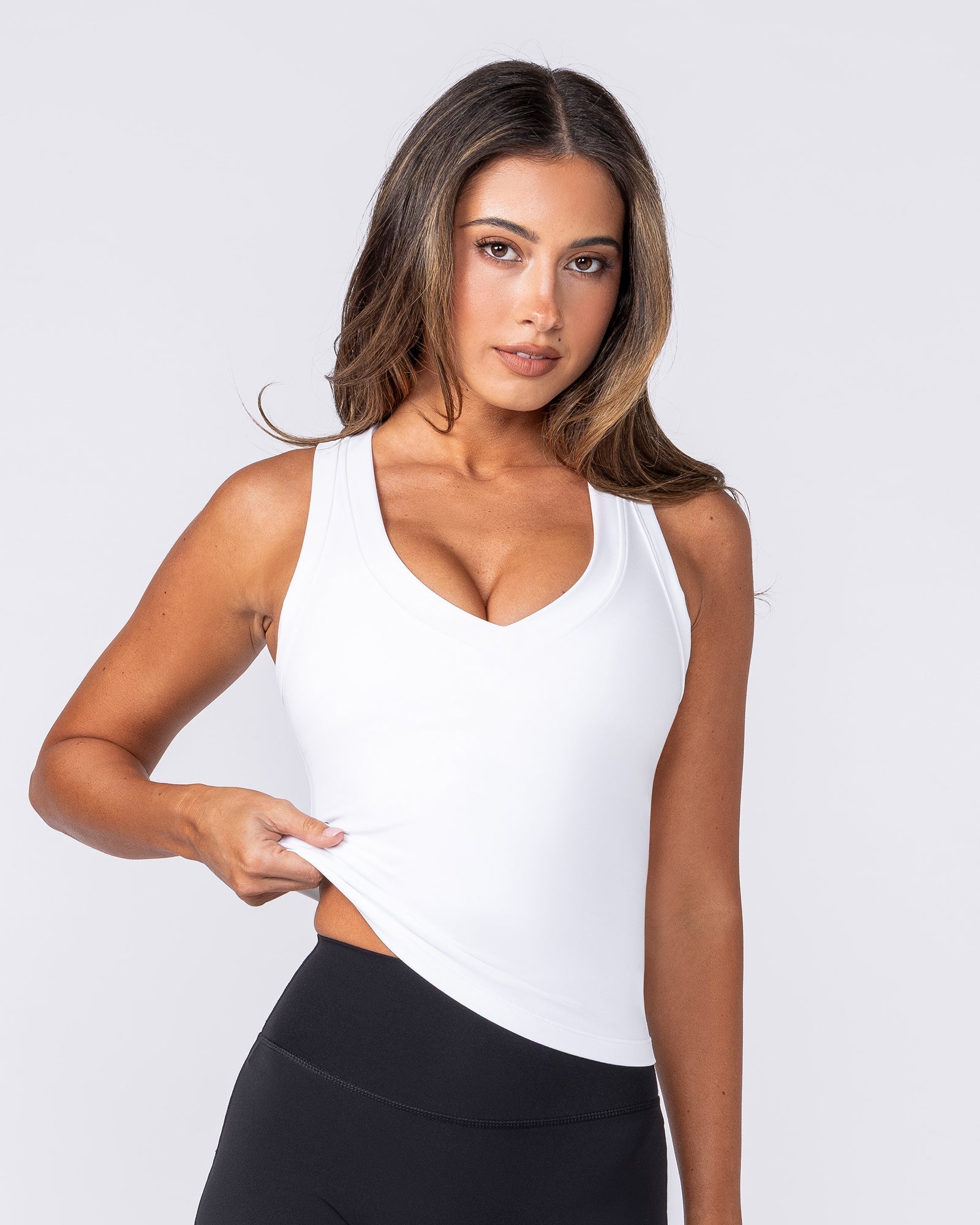 Muscle Nation Singlets & Tanks Form Deep V Tank - White
