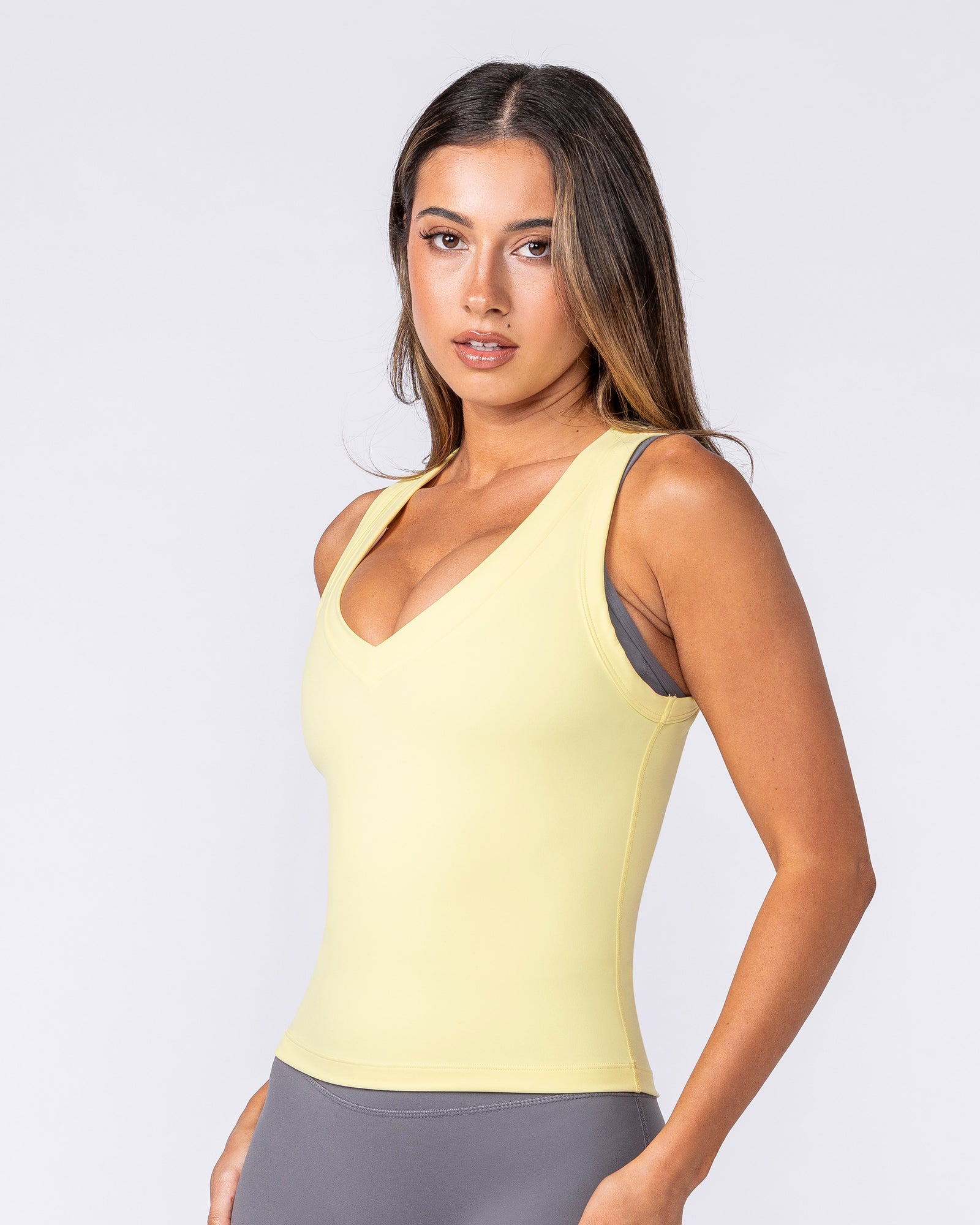Muscle Nation Singlets & Tanks Form Deep V Tank - Zesty Lemon