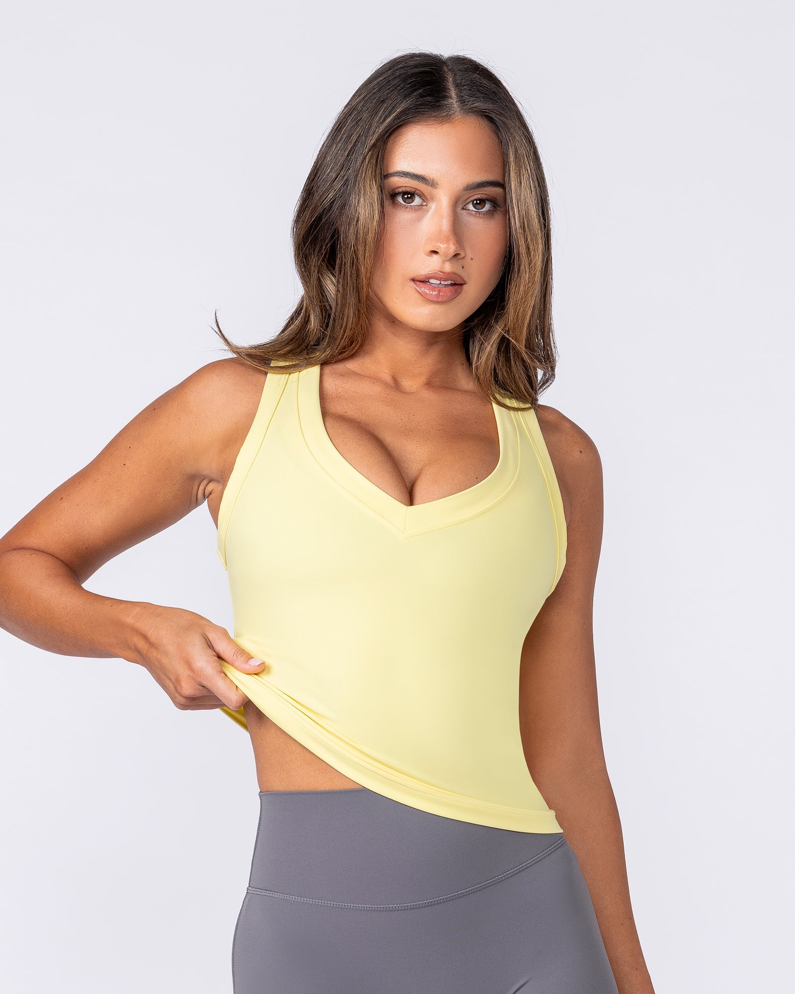 Muscle Nation Singlets & Tanks Form Deep V Tank - Zesty Lemon