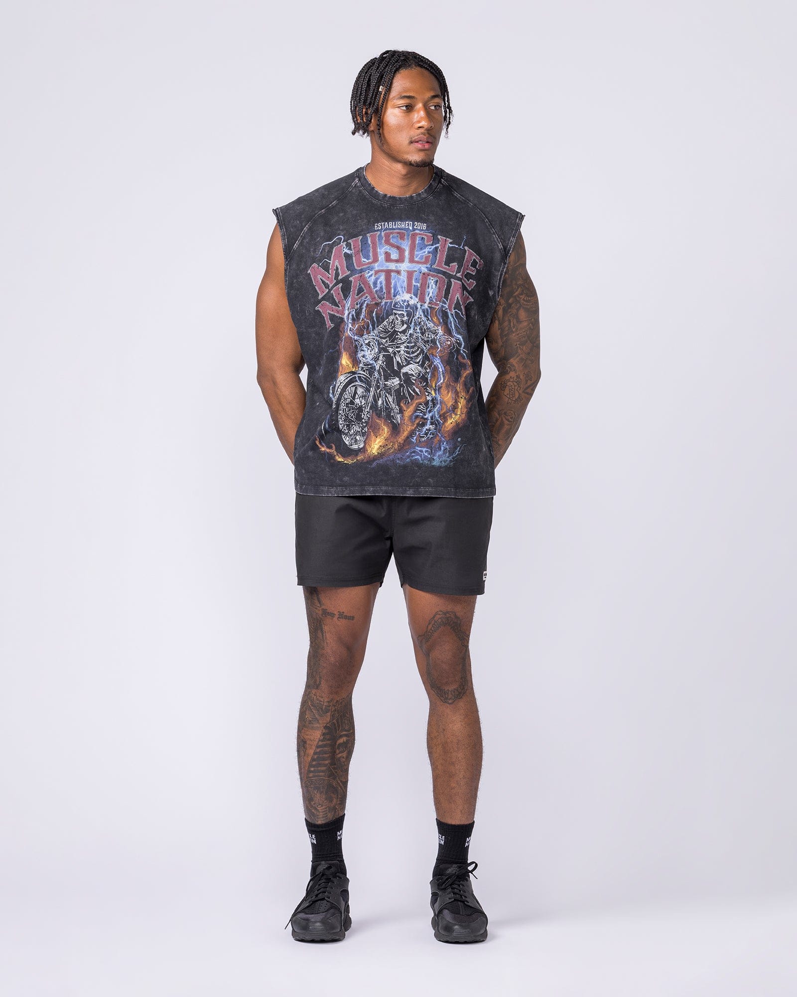 Muscle Nation Singlets & Tanks Full Throttle Vintage Boxy Muscle Tank - Washed Black