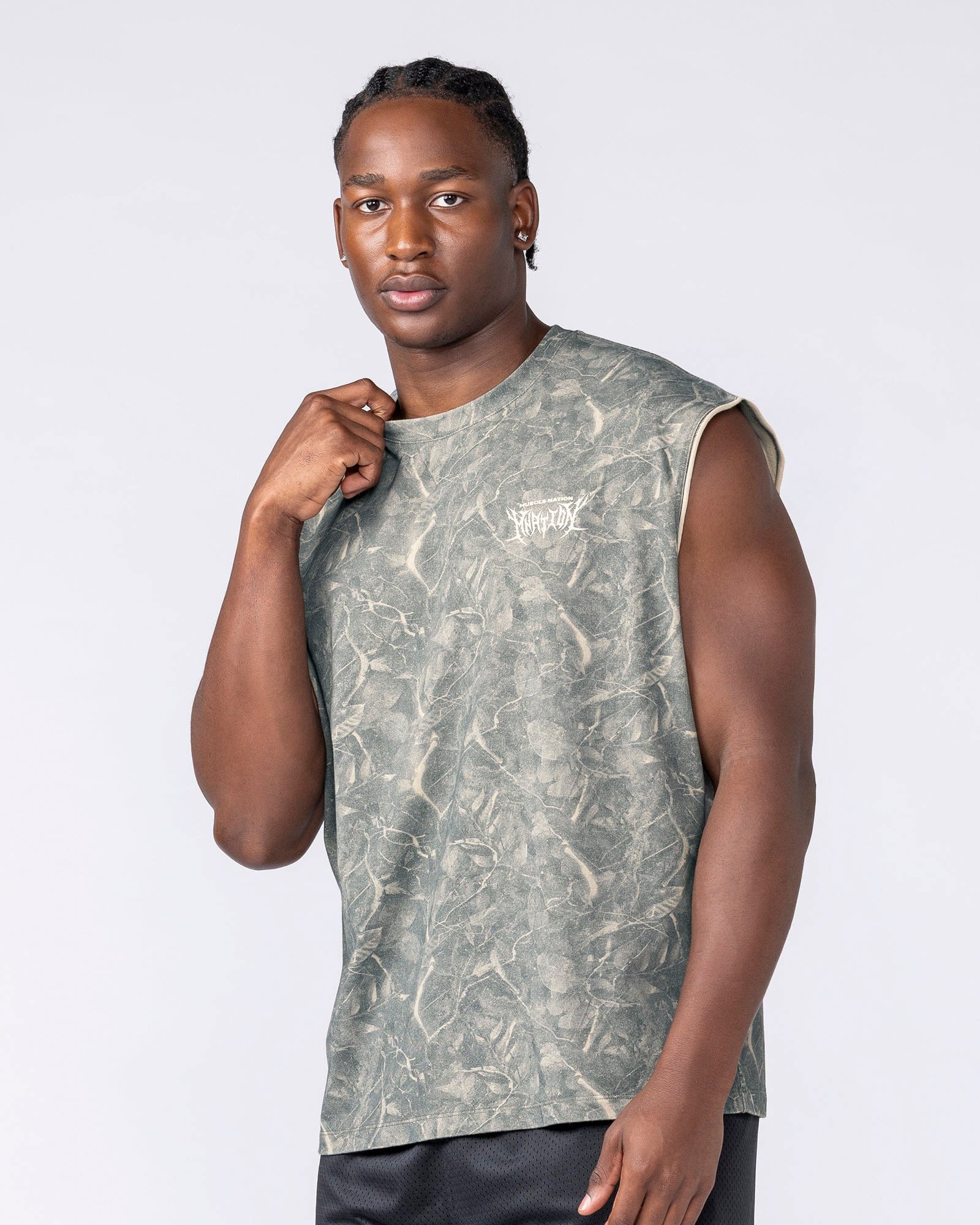 Muscle Nation Singlets & Tanks Gothic Boxy Muscle Tank - Washed Tree Camo