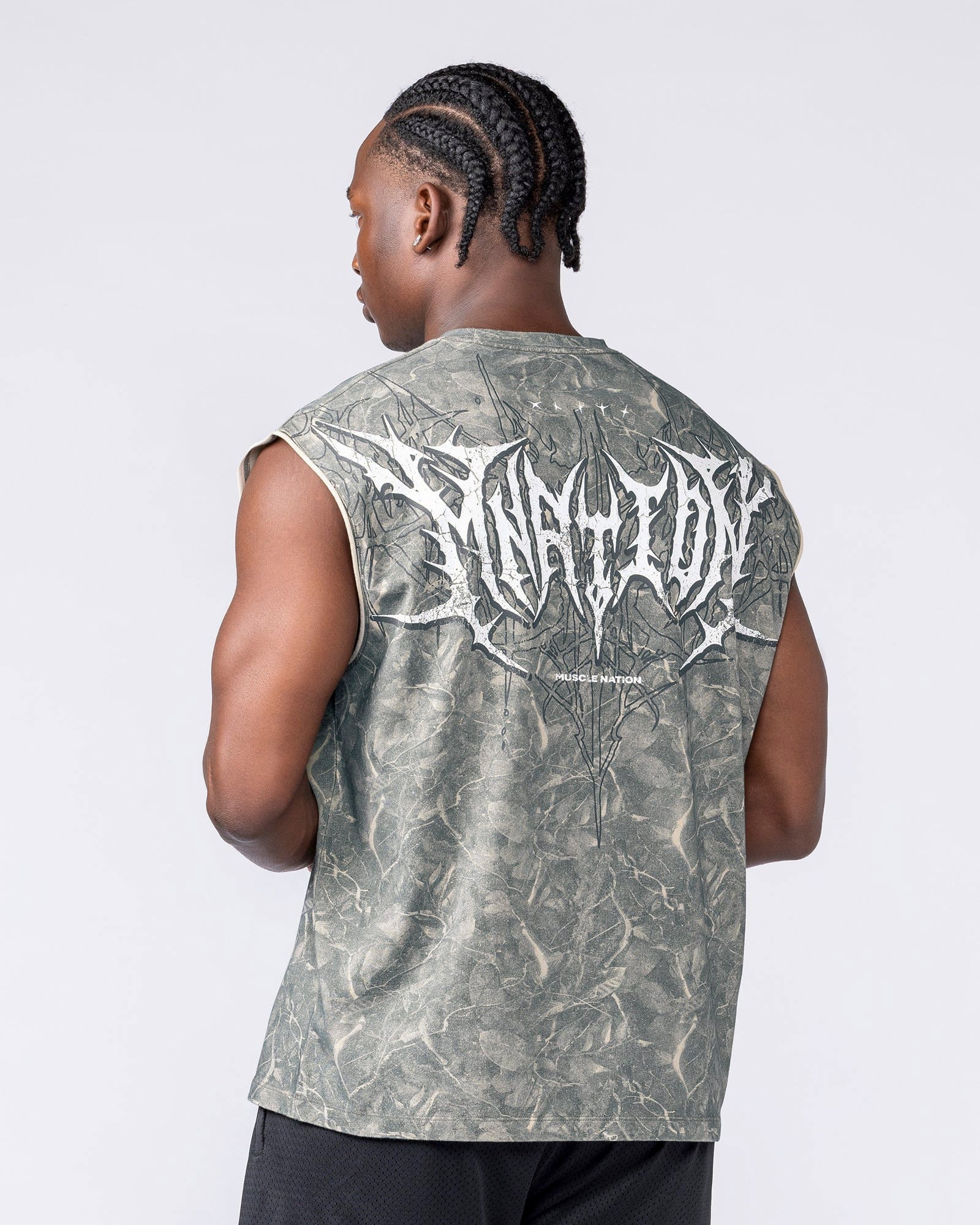 Muscle Nation Singlets & Tanks Gothic Boxy Muscle Tank - Washed Tree Camo
