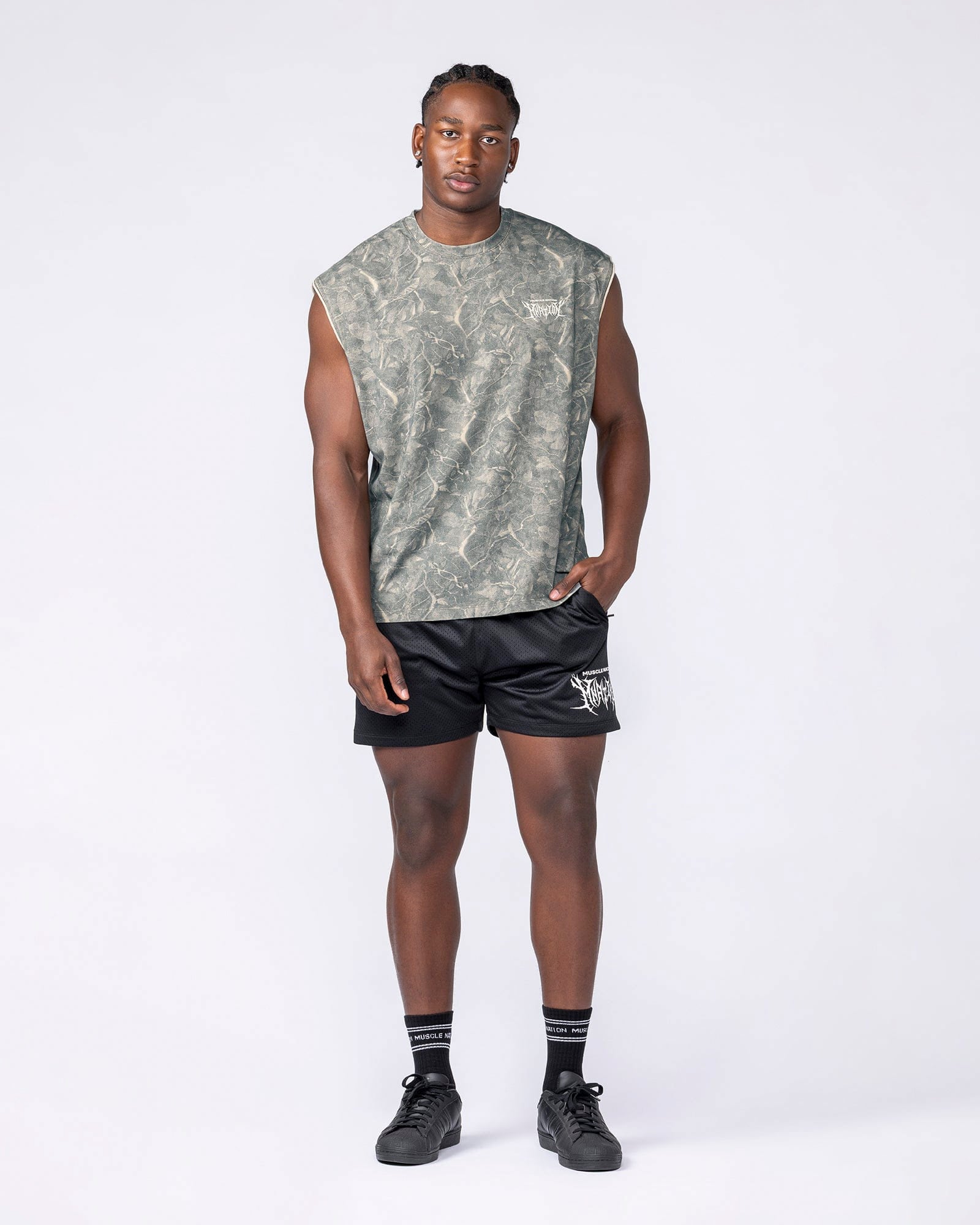 Muscle Nation Singlets & Tanks Gothic Boxy Muscle Tank - Washed Tree Camo