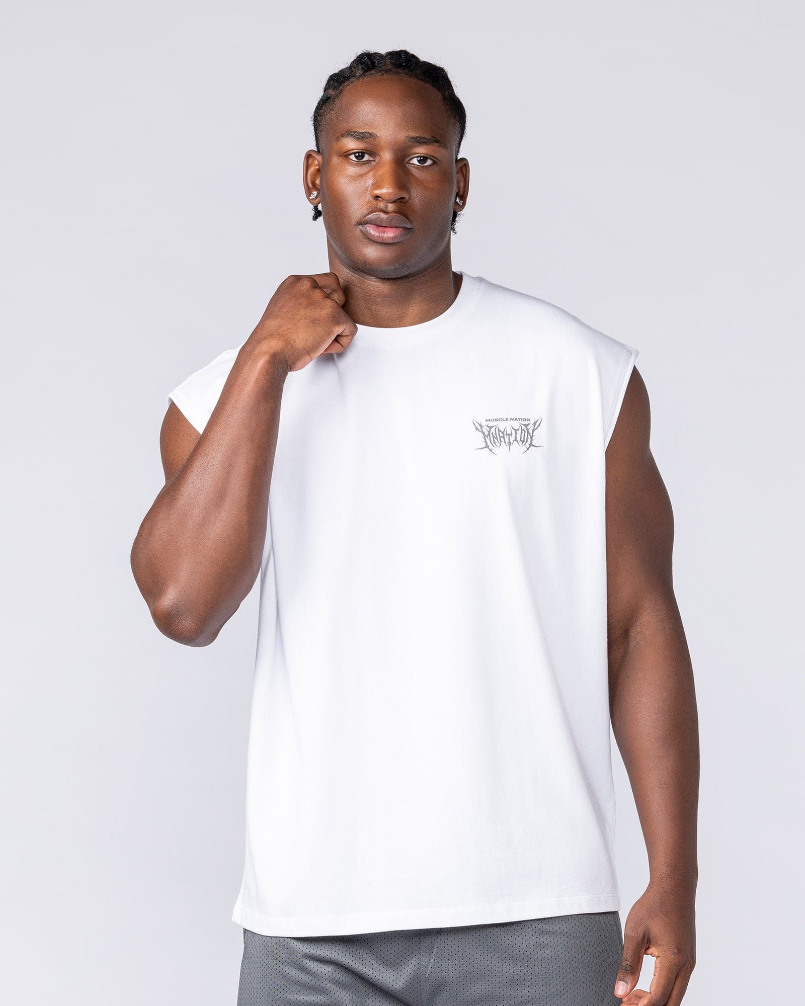 Muscle Nation Singlets & Tanks Gothic Boxy Muscle Tank - White