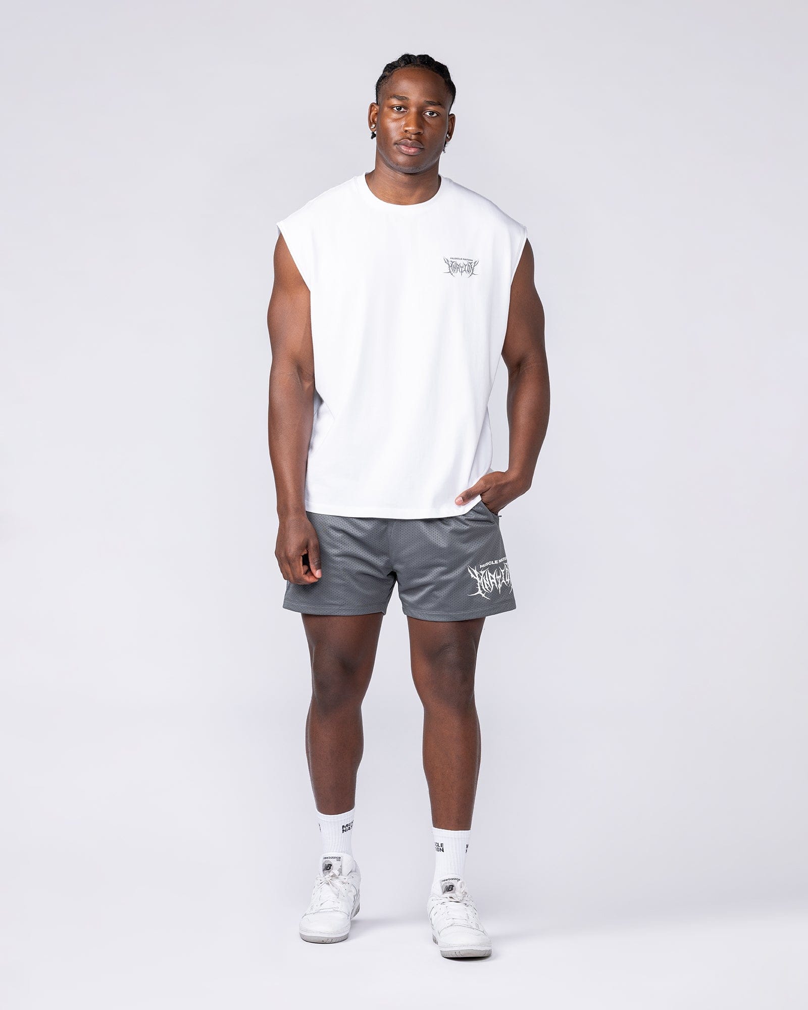 Muscle Nation Singlets & Tanks Gothic Boxy Muscle Tank - White