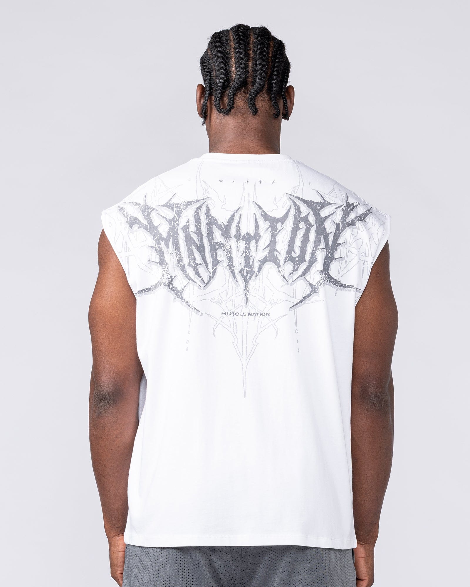 Muscle Nation Singlets & Tanks Gothic Boxy Muscle Tank - White
