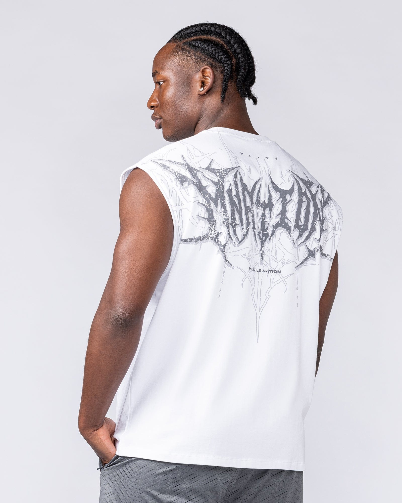 Muscle Nation Singlets & Tanks Gothic Boxy Muscle Tank - White