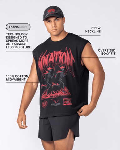 Muscle Nation Singlets & Tanks Hell Mile Boxy Running Tank - Black