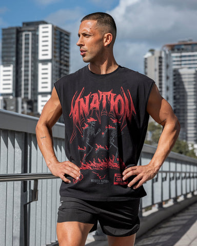 Muscle Nation Singlets & Tanks Hell Mile Boxy Running Tank - Black