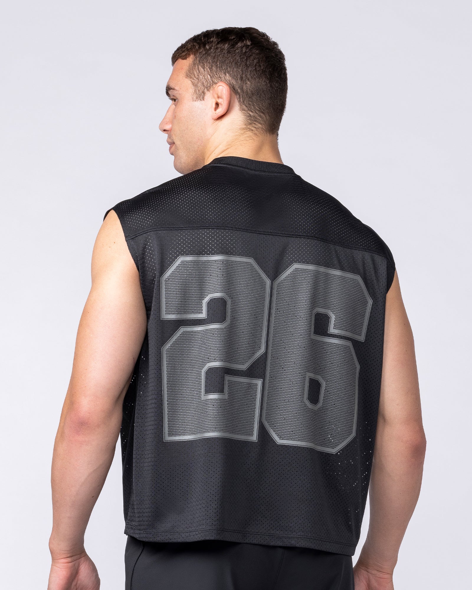 Muscle Nation Singlets & Tanks Mesh Boxy Cropped Muscle Tank - Black