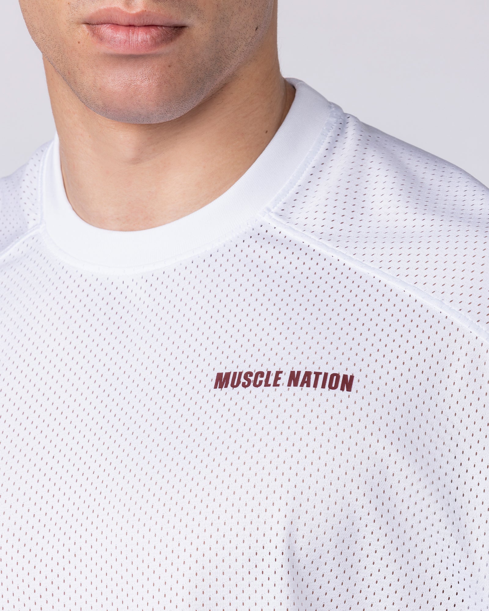 Muscle Nation Singlets & Tanks Mesh Boxy Cropped Muscle Tank - White