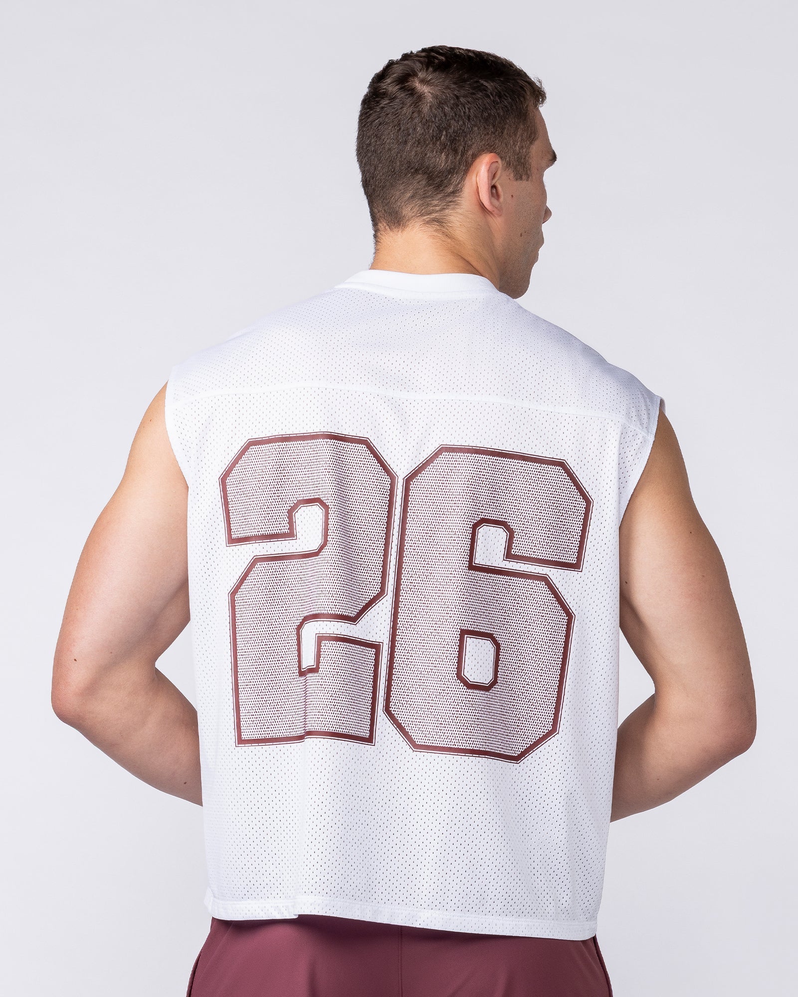 Muscle Nation Singlets & Tanks Mesh Boxy Cropped Muscle Tank - White