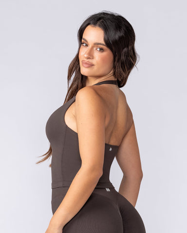Muscle Nation Singlets & Tanks Sculpt Seamless Halter Bra Tank - Cocoa