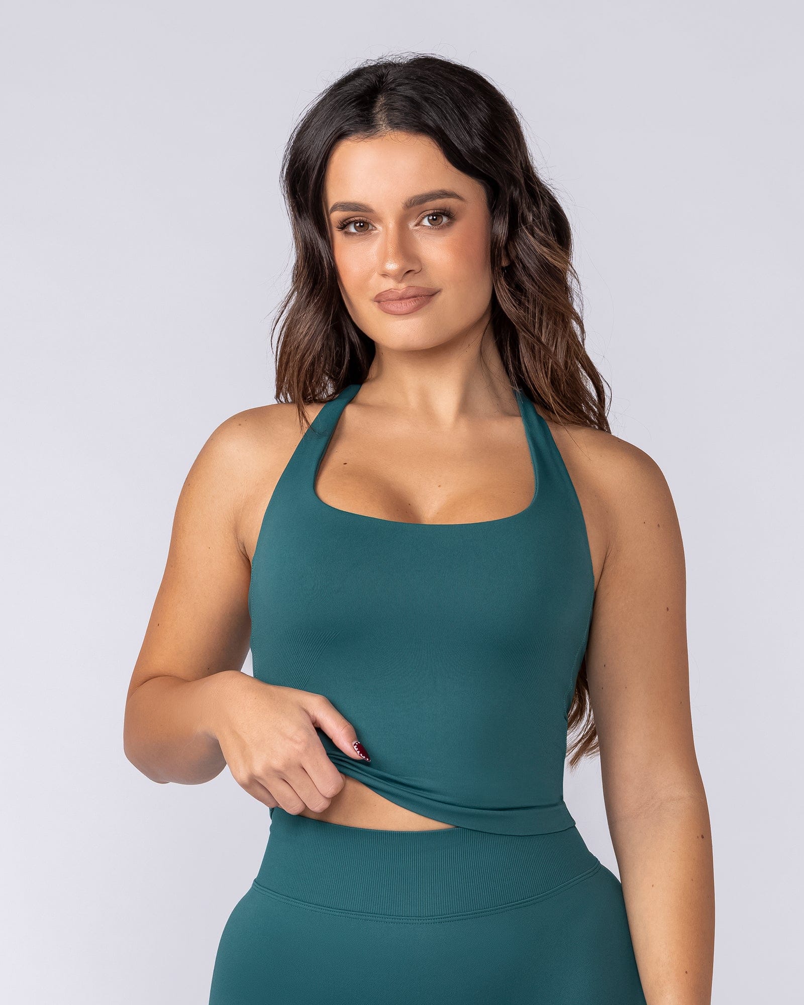 Muscle Nation Singlets & Tanks Sculpt Seamless Halter Bra Tank - Dark Jade