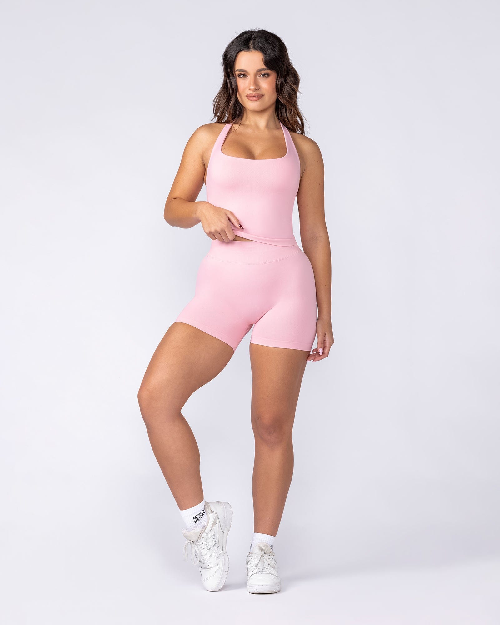 Muscle Nation Singlets & Tanks Sculpt Seamless Halter Bra Tank - Sweetpea