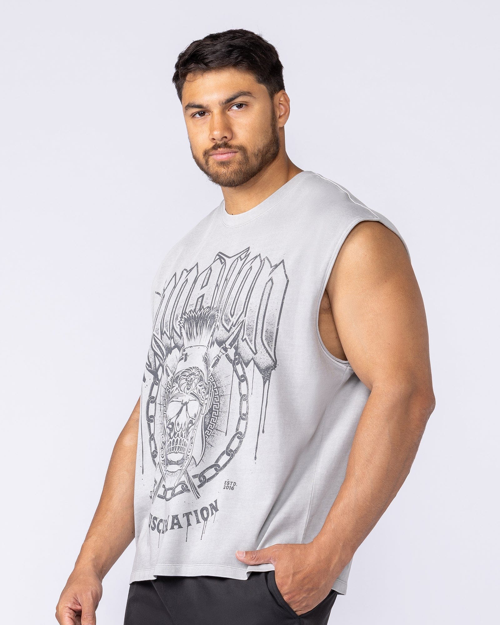 Muscle Nation Singlets & Tanks Spartan Vintage Boxy Muscle Tank - Washed Quiet Grey